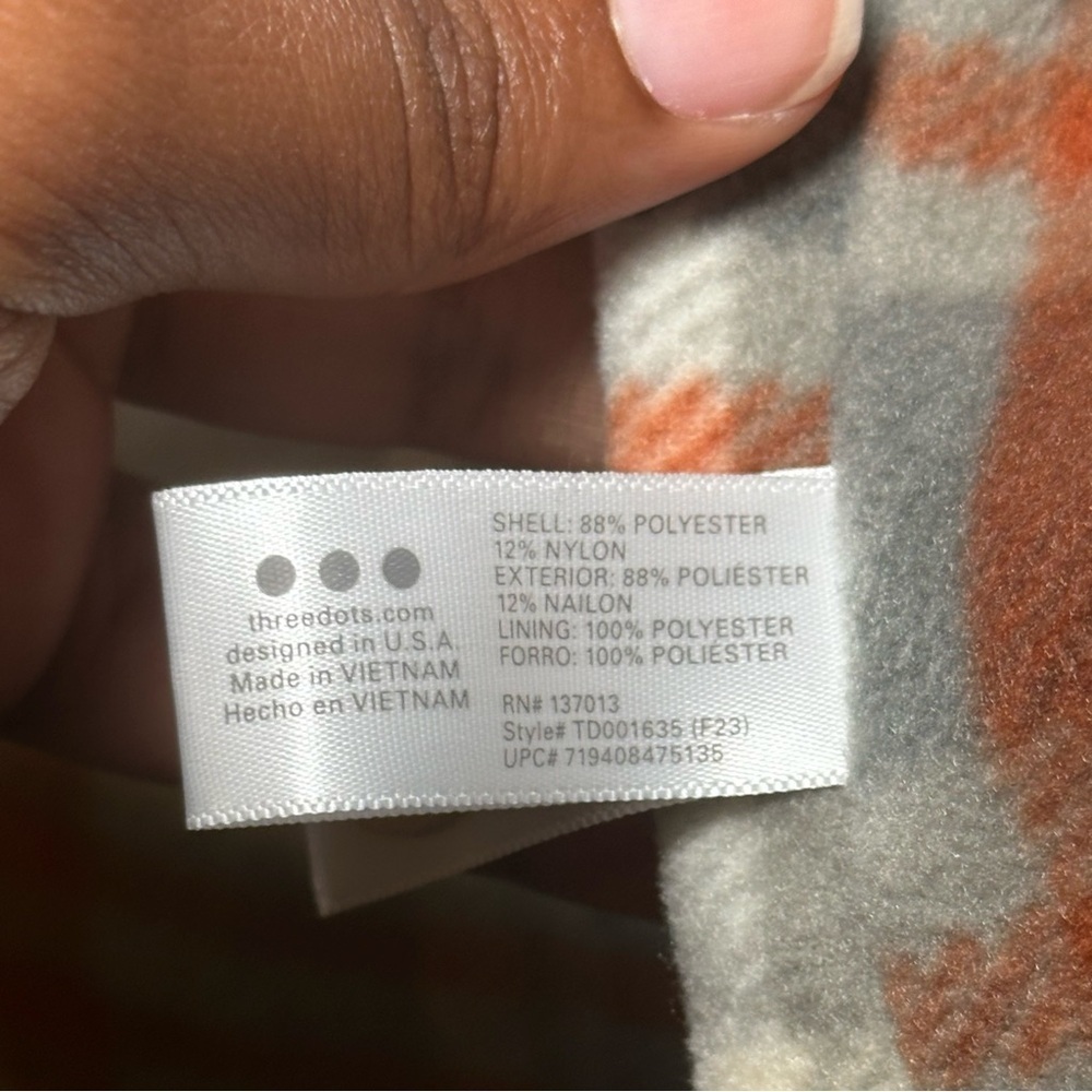 Three Dots Tan Corduroy Style Jacket with Plaid Lining Size M - Picture 9 of 15